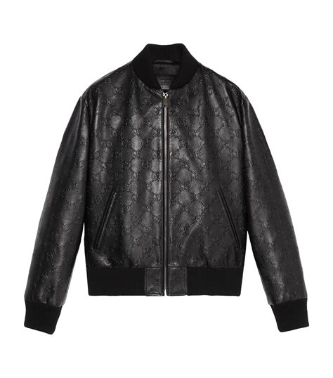 gucci leather bomber jacket with web on sale|Gucci bomber jacket price.